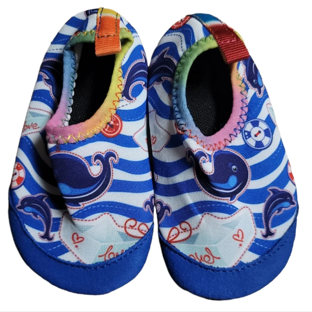 Water/Multi-Purpose Non-Slip Rubber Bottom Unisex Whale Slipon Shoes for Toddler